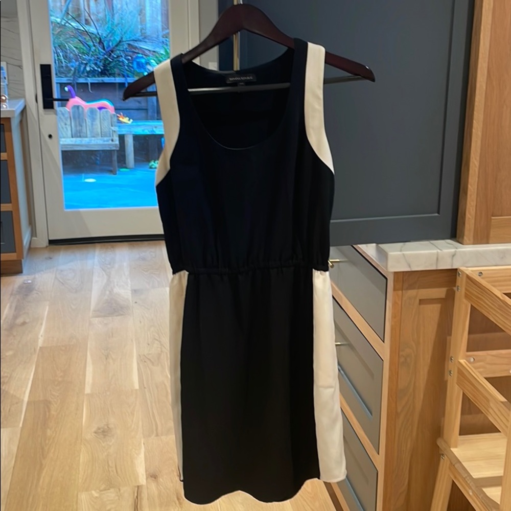 Black and white color block dress